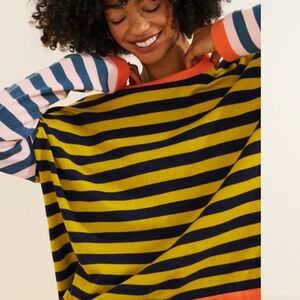 FRNCH Striped Yellow and Blue Sweater